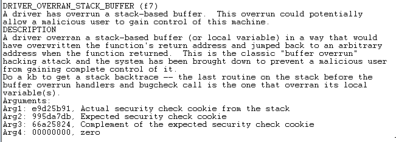 Overwriting stack cookie
